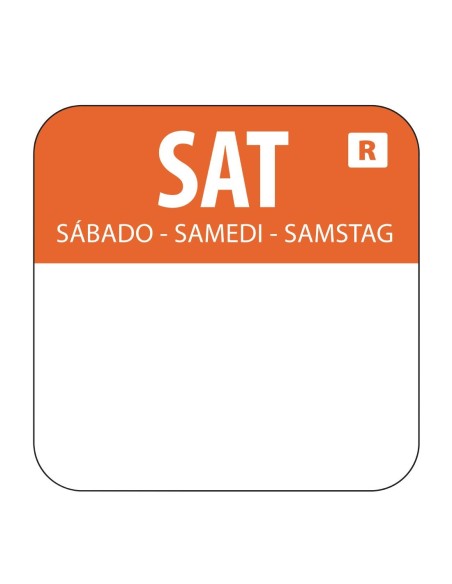 Etiquettes alimentaires orange Samedi 24mm - 1000 pcs