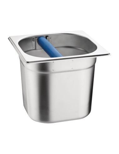 Bac à marc de café GN 1/6 avec barre de frappe - inox