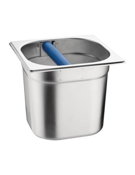 Bac à marc de café GN 1/6 avec barre de frappe - inox