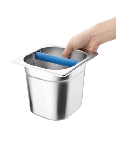 Bac à marc de café GN 1/6 avec barre de frappe - inox