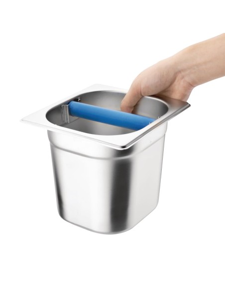Bac à marc de café GN 1/6 avec barre de frappe - inox