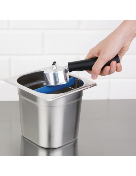 Bac à marc de café GN 1/6 avec barre de frappe - inox