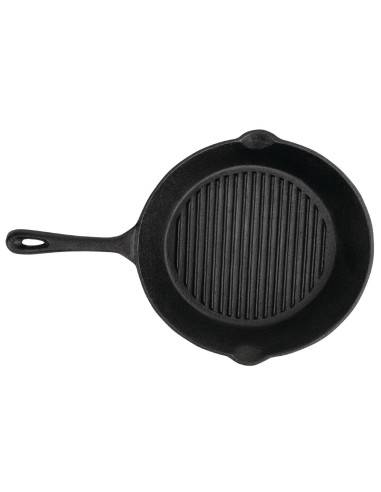 Poêle gril rainurée ronde en fonte Vogue 267 mm
