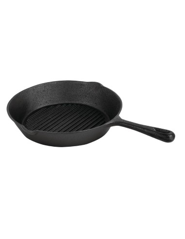 Poêle gril rainurée ronde en fonte Vogue 267 mm