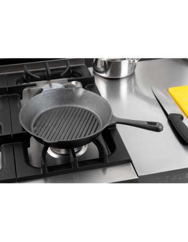 Poêle gril rainurée ronde en fonte Vogue 267 mm