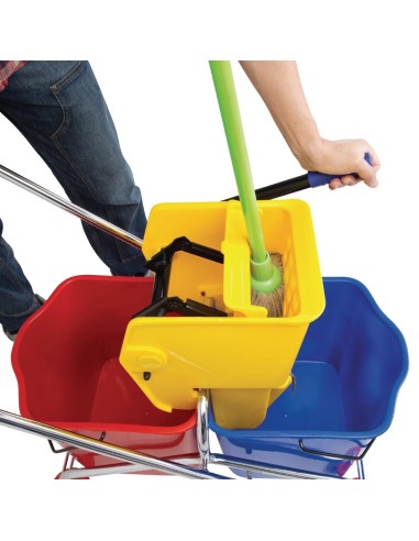 Double seau essoreur Jantex avec support - 23 L