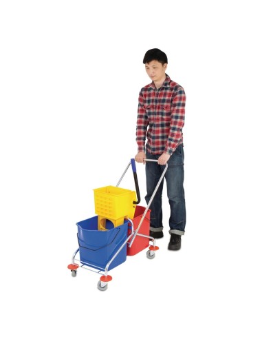 Double seau essoreur Jantex avec support - 23 L