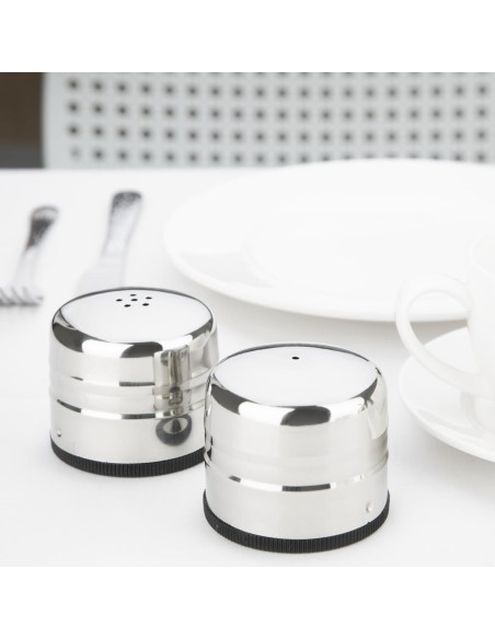 Ensemble salière et poivrière Olympia Jumbo - Inox 0,14 L