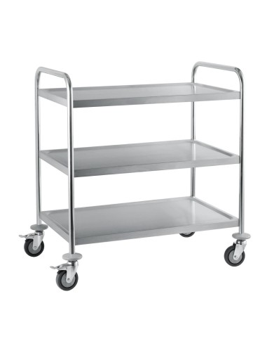 Chariot de débarrassage inox 3 niveaux Craven - 50 kg