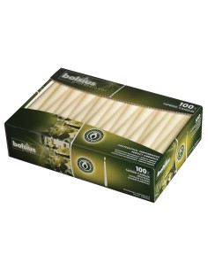 Bougies effilées Bolsius 254 mm ivoire - lot de 100