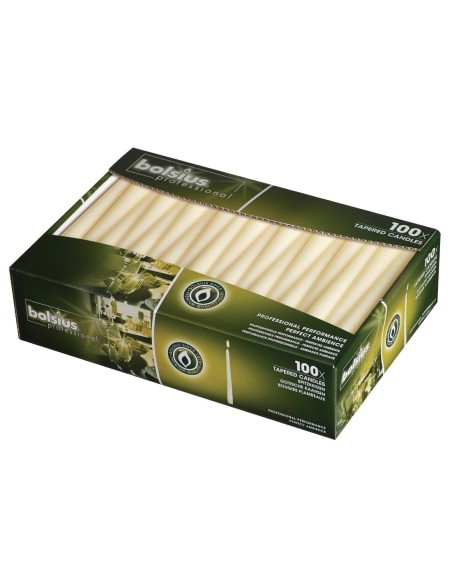 Bougies effilées Bolsius 254 mm ivoire - lot de 100