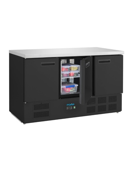 Table réfrigérée Polar 3 portes noire 400 L - 251 L utiles