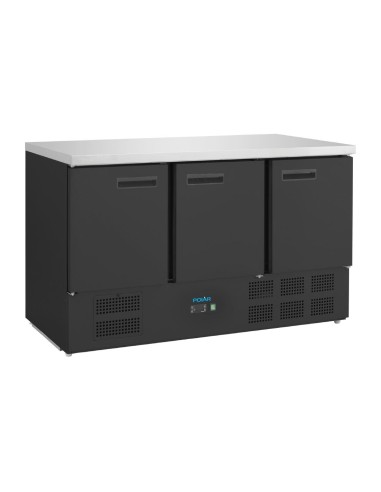 Table réfrigérée Polar 3 portes noire 400 L - 251 L utiles