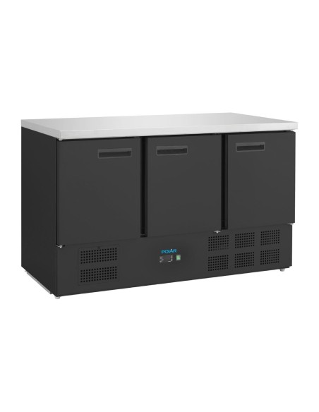 Table réfrigérée Polar 3 portes noire 400 L - 251 L utiles
