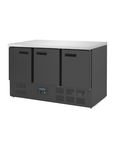 Table réfrigérée Polar 3 portes noire 400 L - 251 L utiles