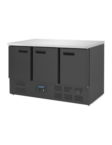 Table réfrigérée Polar 3 portes noire 400 L - 251 L utiles