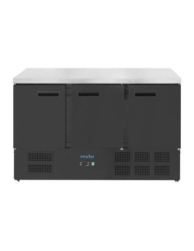 Table réfrigérée Polar 3 portes noire 400 L - 251 L utiles