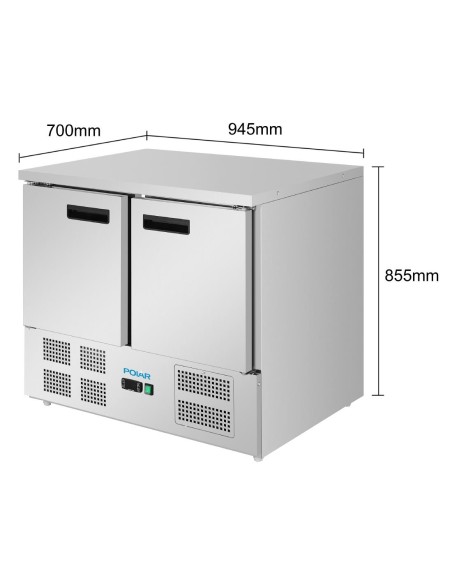 Table réfrigérée négative 2 portes Polar 240L - Haute performance