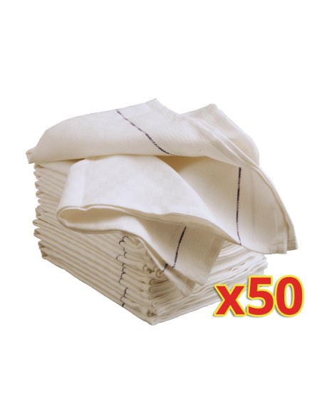 Torchons de service Vogue 50 pcs - Polycoton blanc
