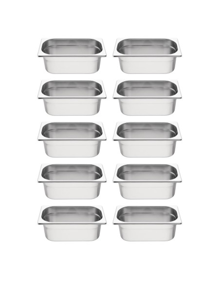 Lot de 10 bacs GN1/4 Vogue - Inox 25 L