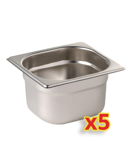 Lot de 5 bacs GN 1/6 profondeur 150 mm - Vogue