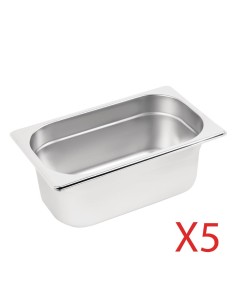 Lot de 5 bacs GN1/4 Vogue - Inox 12,5 L