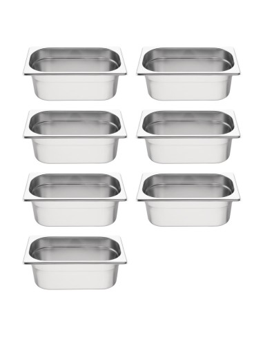 Lot de 7 bacs GN 1/4 Vogue - Inox 17,5 L