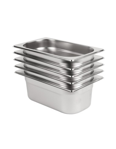 Lot de 5 bacs GN1/4 Vogue - Inox 12,5 L