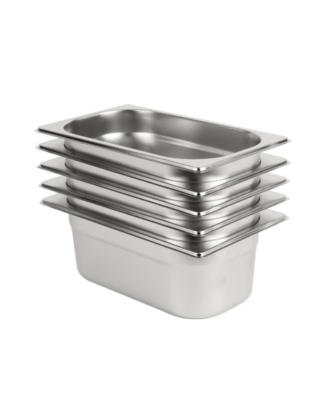 Lot de 5 bacs GN1/4 Vogue - Inox 12,5 L