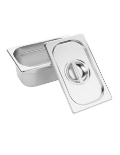 Lot de 6 bacs GN 1/9 Vogue avec couvercles - Inox
