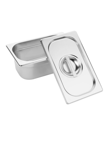 Lot de 6 bacs GN 1/9 Vogue avec couvercles - Inox