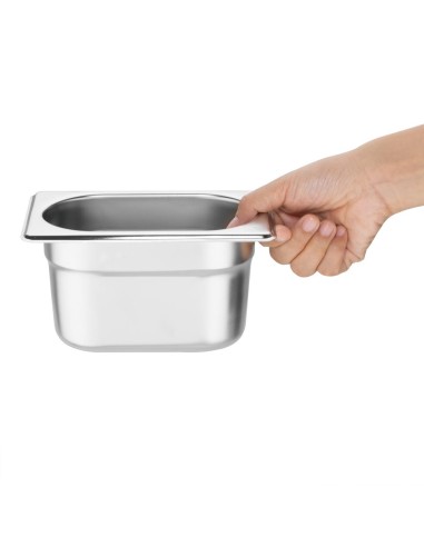 Lot de 6 bacs GN 1/9 Vogue avec couvercles - Inox