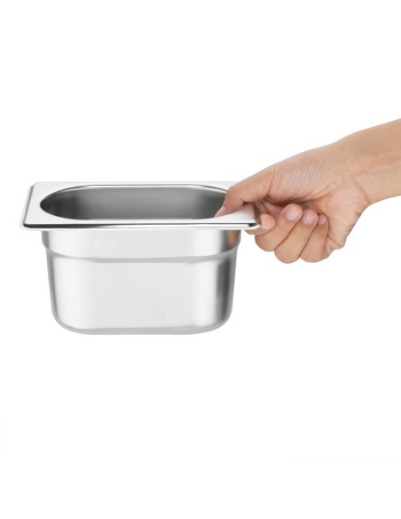Lot de 6 bacs GN 1/9 Vogue avec couvercles - Inox