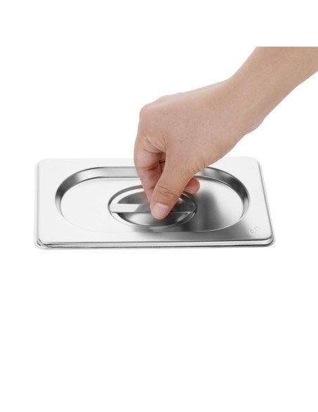 Lot de 6 bacs GN 1/9 Vogue avec couvercles - Inox