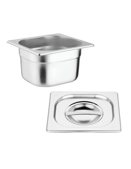 Lot de 4 bacs GN1/6 Vogue avec couvercles - Inox 6,8 L