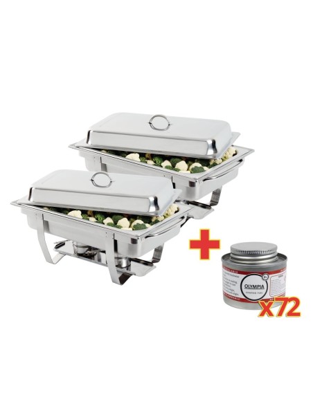 Set 2 chafing dishes Milan GN 1/1 + 72 capsules Olympia