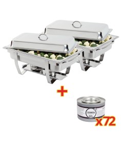Lot de 2 chafing dish Milan GN 1/1 + 72 capsules gel Olympia
