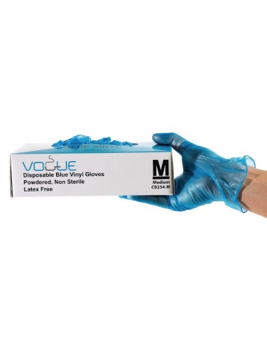 Gants jetables bleus en vinyle taille M - lot de 500