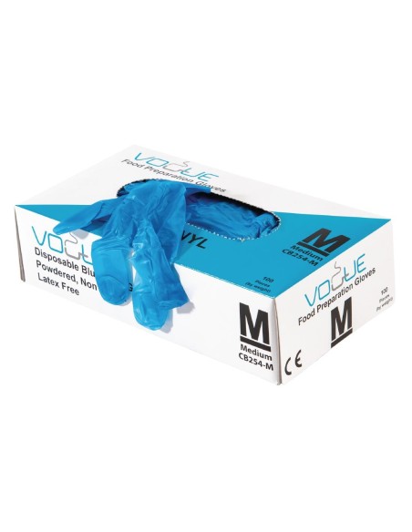 Gants jetables bleus en vinyle taille M - lot de 500