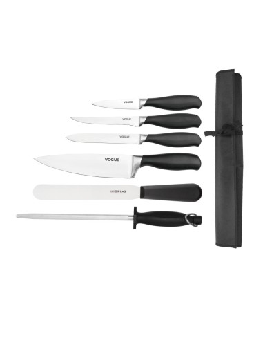 Ensemble de couteaux Soft Grip Vogue 6 pièces - inox noir