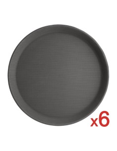 Lot de 6 plateaux ronds antidérapants Olympia Kristallon - Noir
