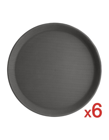 Lot de 6 plateaux ronds antidérapants Olympia Kristallon - Noir
