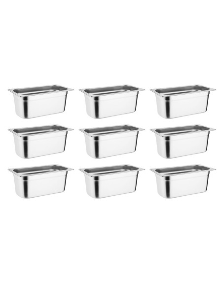 Lot de 9 bacs GN 1/3 Vogue - 33 L inox