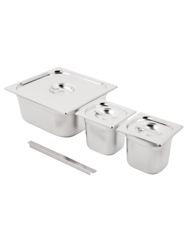 Ensemble de bacs GN 1/6 et 2/3 inox Vogue - 150 mm