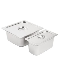 Ensemble de bacs GN 1/3 et 2/3 inox avec couvercles Vogue