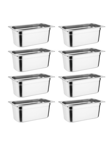 Lot de 8 bacs GN 1/3 Vogue - Inox 29,6 L