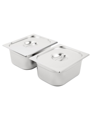 Ensemble de bacs GN 1/2 inox Vogue - 2 pièces