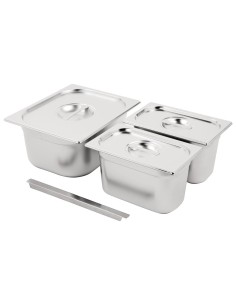 Ensemble de bacs GN 1/2 et 2 x 1/4 inox Vogue - 150 mm