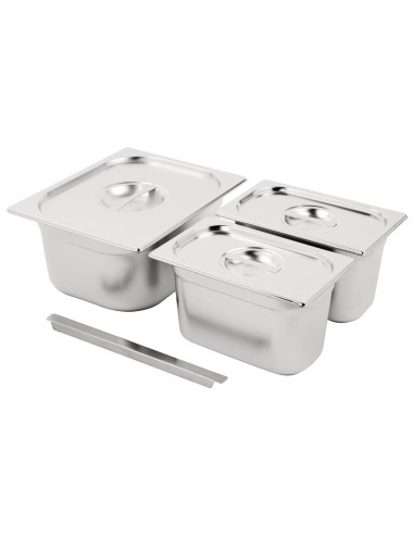 Ensemble de bacs GN 1/2 et 2 x 1/4 inox Vogue - 150 mm