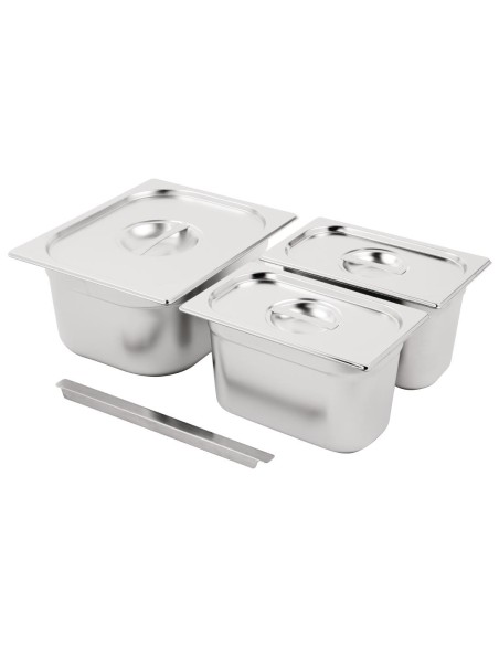 Ensemble de bacs GN 1/2 et 2 x 1/4 inox Vogue - 150 mm